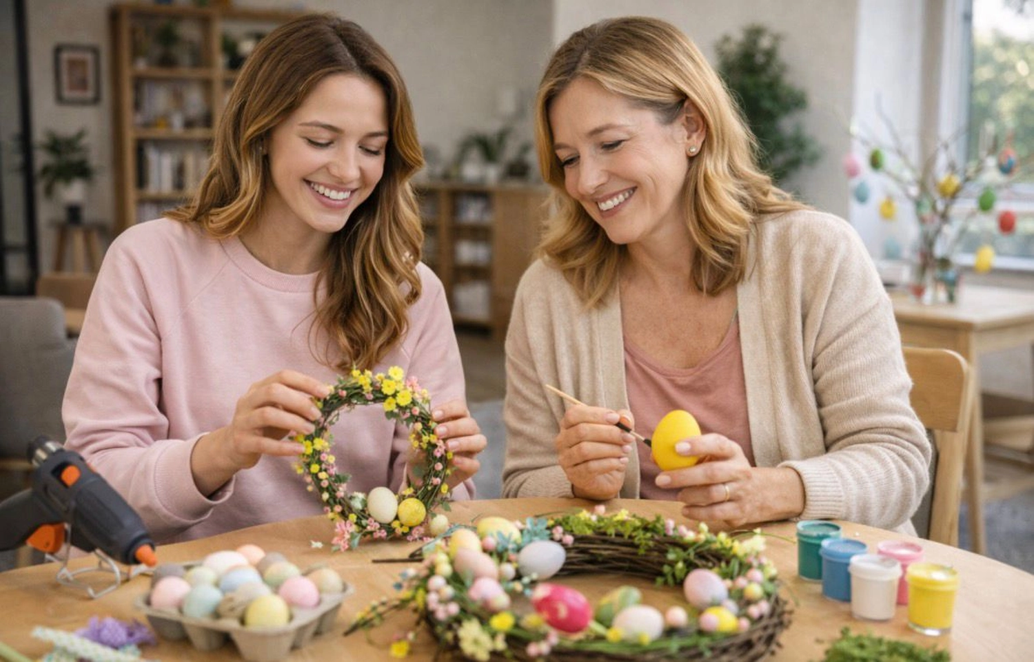 Soziale Teilhabe Kilian und Partner - sozialpädagogische Hilfe - zwei Menschen, die sich gerne der kreativen Tätigkeit des Dekorierens widmen